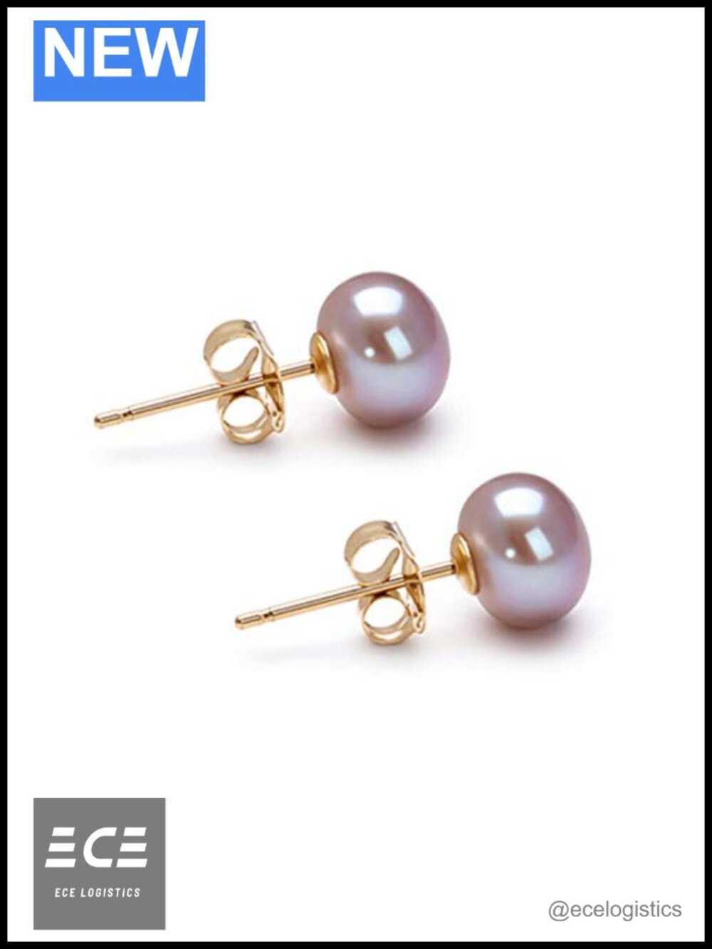 AA 10mm Freshwater Pearl Stud Earrings Gold Plated Sterling Silver
